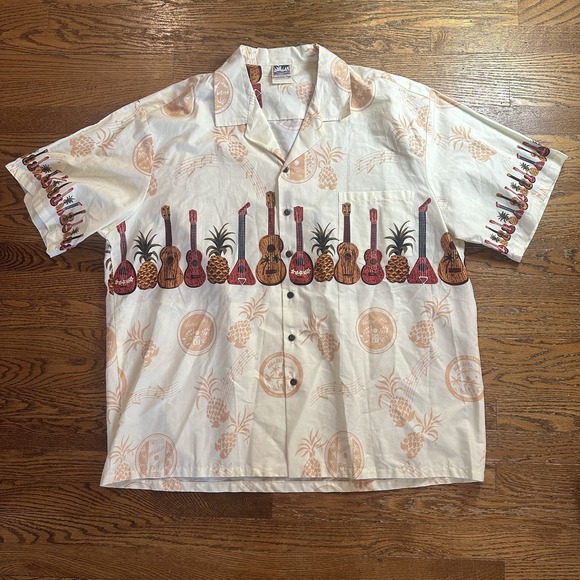 Hawaiian Togs‎ Shirt Mens 3XL White Musical Ukulele Pineapple Print Hawaii USA - Picture 1 of 10